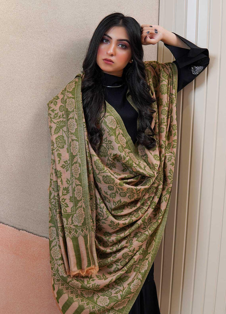 Sanaulla Exclusive Range  Pashmina  Shawls MAMA-35 Green-3 - Pashmina Shawls