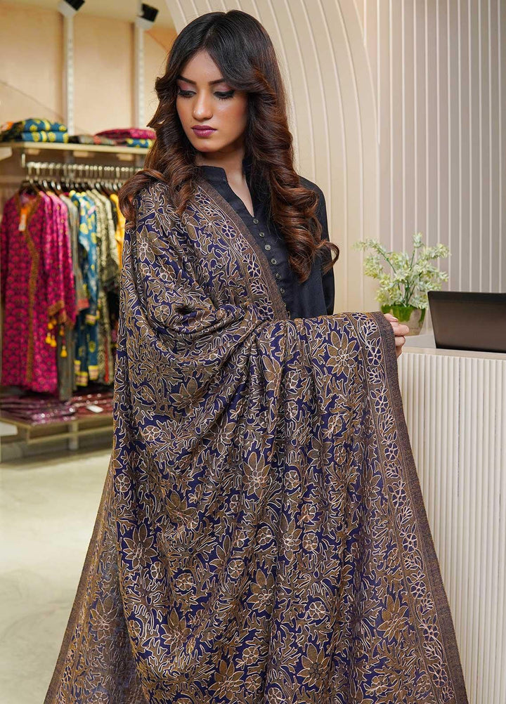 Sanaulla Exclusive Range  Pashmina  Shawls MAMA-06 Blue-3 - Pashmina Shawls