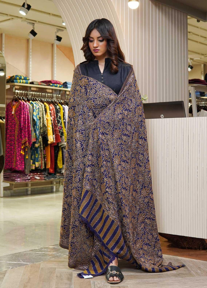 Sanaulla Exclusive Range  Pashmina  Shawls MAMA-06 Blue-3 - Pashmina Shawls