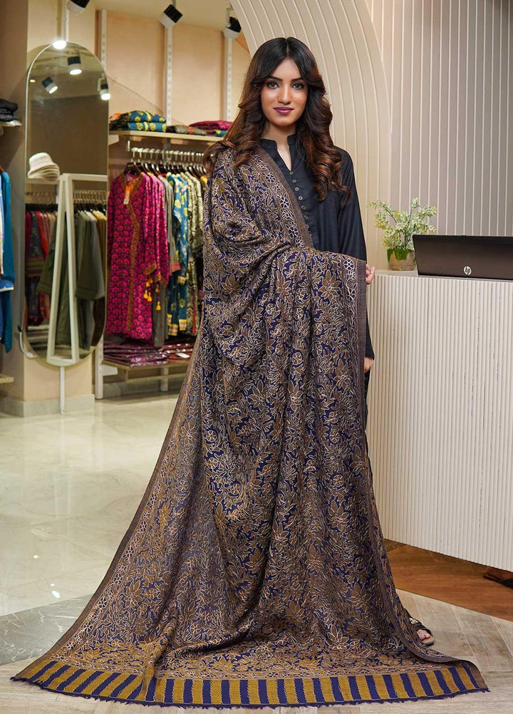 Sanaulla Exclusive Range  Pashmina  Shawls MAMA-06 Blue-3 - Pashmina Shawls