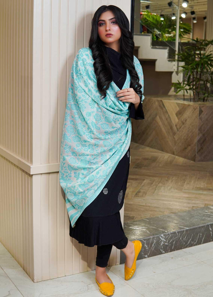Sanaulla Exclusive Range  Pashmina  Shawls MAMA-35 Ferozi-1 - Pashmina Shawls