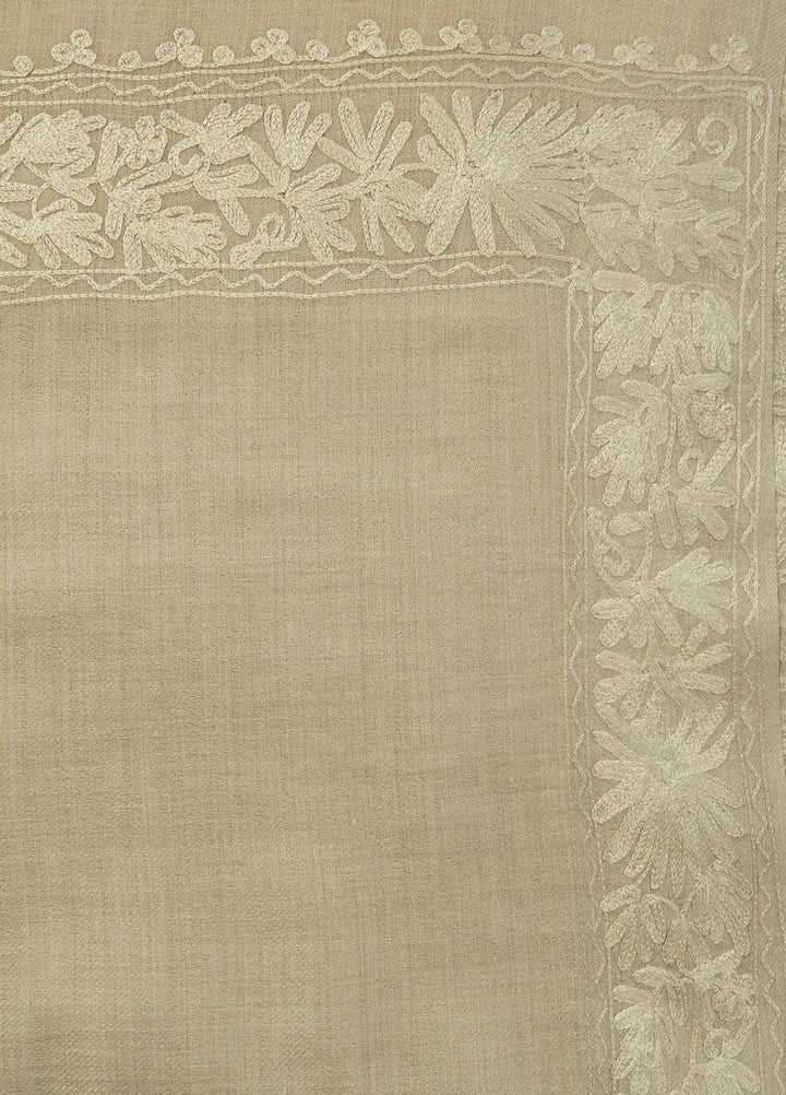 Sanaulla Exclusive Range  Pashmina  Shawls MAMA-52 Fawn-1 - Pashmina Shawls