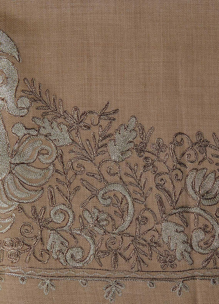 Sanaulla Exclusive Range  Pashmina  Shawls MAMA-53 Fawn-2 - Pashmina Shawls