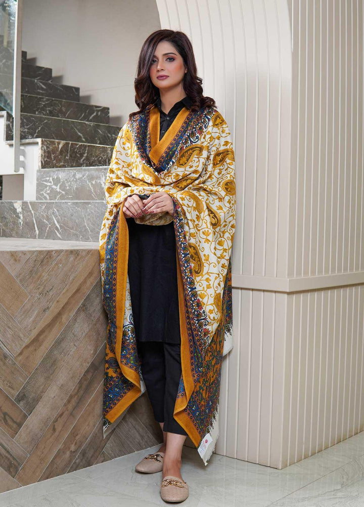 Sanaulla Exclusive Range  Pashmina  Shawls AKP-09 Off White - Pashmina Shawls