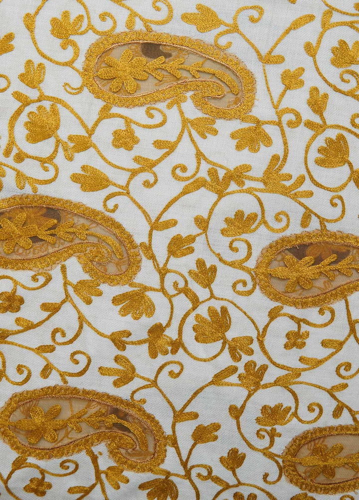 Sanaulla Exclusive Range  Pashmina  Shawls AKP-09 Off White - Pashmina Shawls