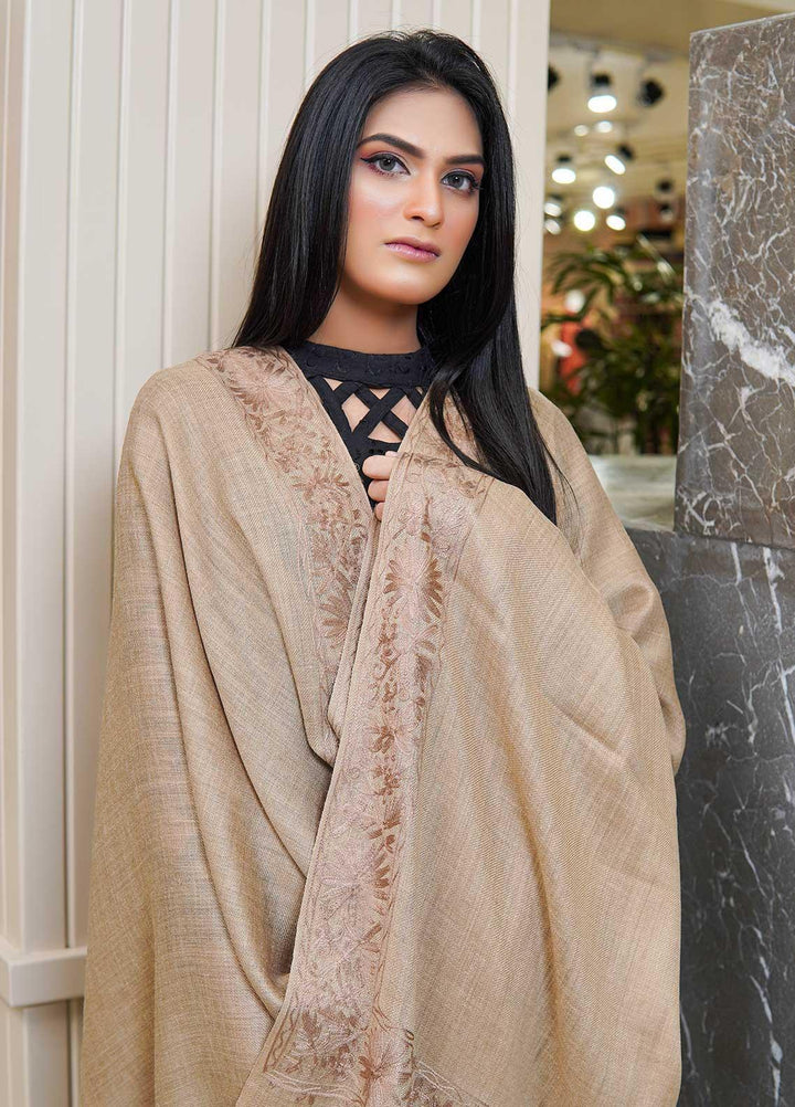 Sanaulla Exclusive Range  Pashmina  Shawls AKP-16 Brown 05 - Pashmina Shawls