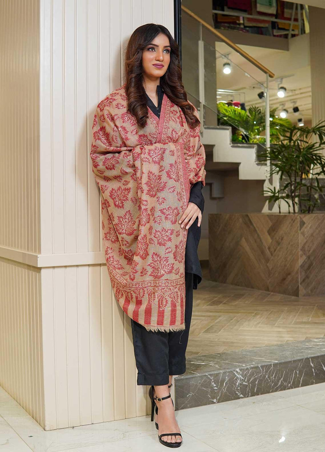 Sanaulla Exclusive Range  Pashmina  Shawls MAMA-06 Fawn - Pashmina Shawls