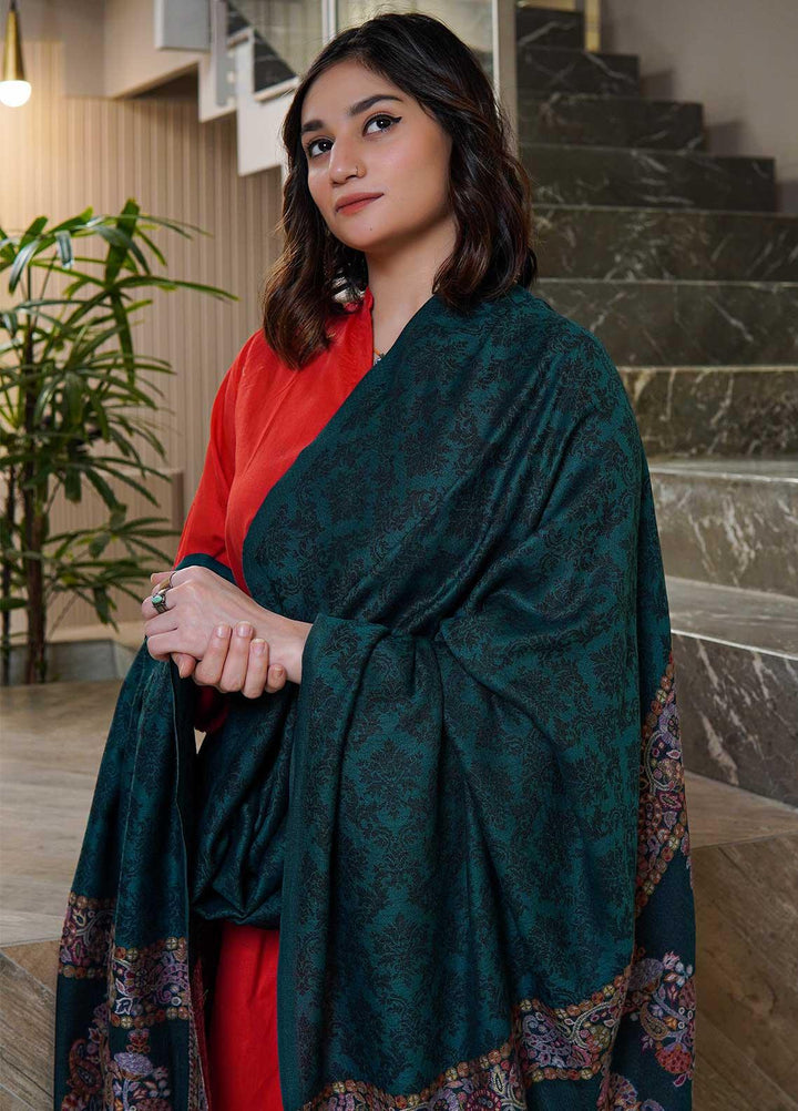 Sanaulla Exclusive Range  Pashmina  Shawls MAMA-09 Ferozi-1 - Pashmina Shawls