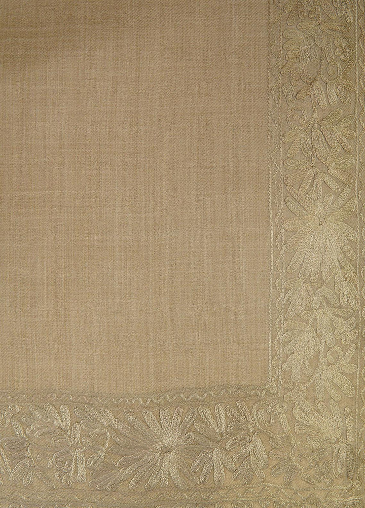Sanaulla Exclusive Range  Pashmina  Shawls MAMA-52 Fawn-3 - Pashmina Shawls