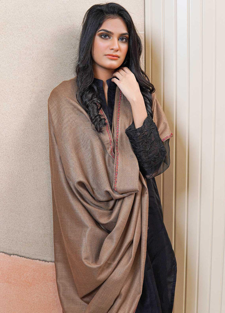 Sanaulla Exclusive Range  Pashmina  Shawls Kingri T DD KPS-21 Dark Brown01 - Pashmina Shawls