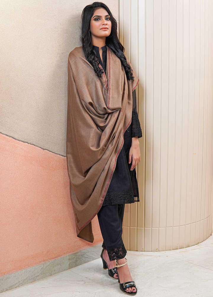 Sanaulla Exclusive Range  Pashmina  Shawls Kingri T DD KPS-21 Dark Brown01 - Pashmina Shawls