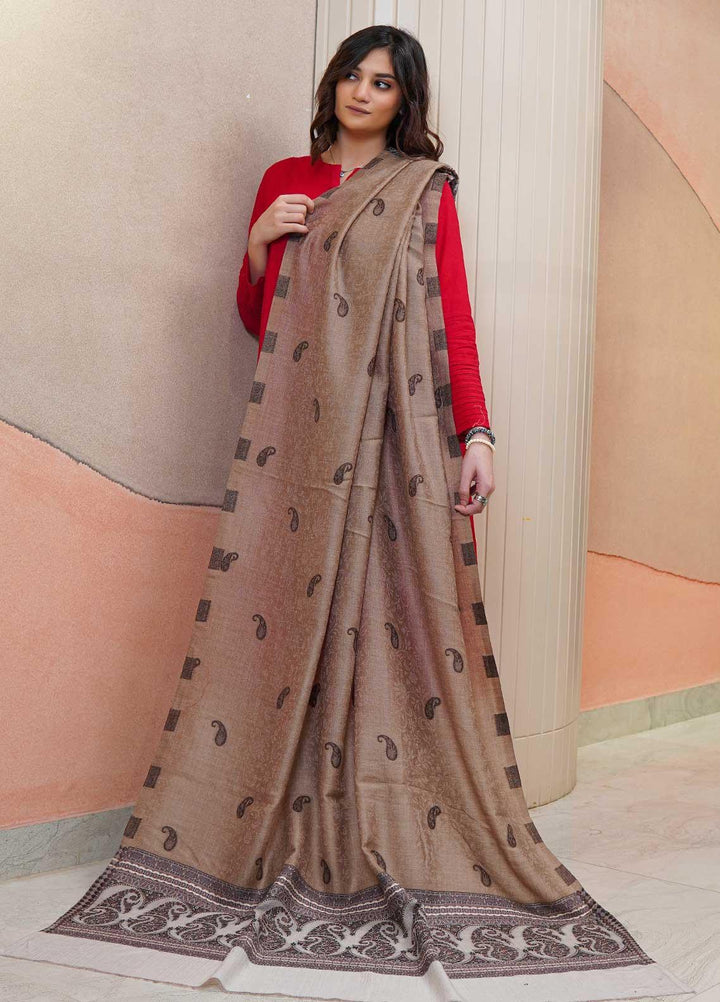 Sanaulla Exclusive Range  Pashmina  Shawls MAMA-07 Fawn-2 - Pashmina Shawls