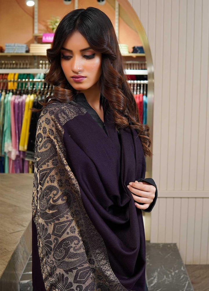 Sanaulla Exclusive Range  Pashmina  Shawls Zarri Palla C KPS-54 Mehroon02 - Pashmina Shawls