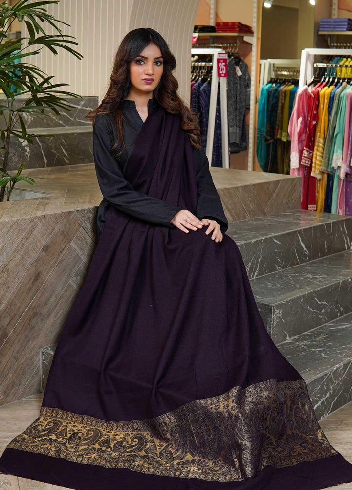 Sanaulla Exclusive Range  Pashmina  Shawls Zarri Palla C KPS-54 Mehroon02 - Pashmina Shawls