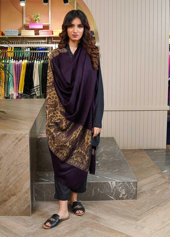 Sanaulla Exclusive Range  Pashmina  Shawls Zarri Palla C KPS-54 Mehroon02 - Pashmina Shawls