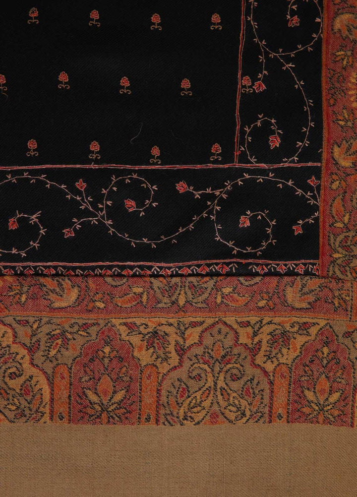 Sanaulla Exclusive Range  Pashmina  Shawls AKP-17 Black - Pashmina Shawls