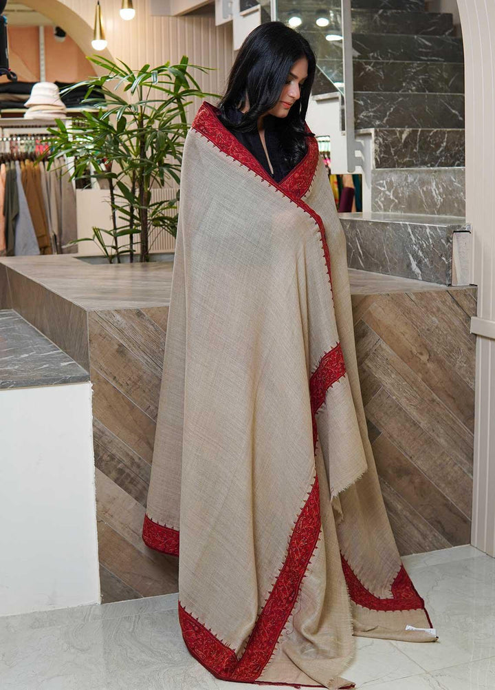 Sanaulla Exclusive Range  Pashmina  Shawls AKP-18 Beige 01 - Pashmina Shawls