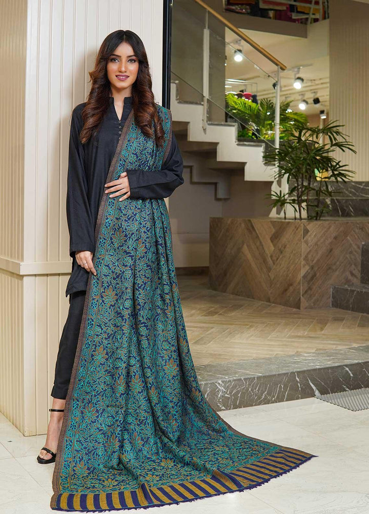 Sanaulla Exclusive Range  Pashmina  Shawls MAMA-06 Ferozi - Pashmina Shawls