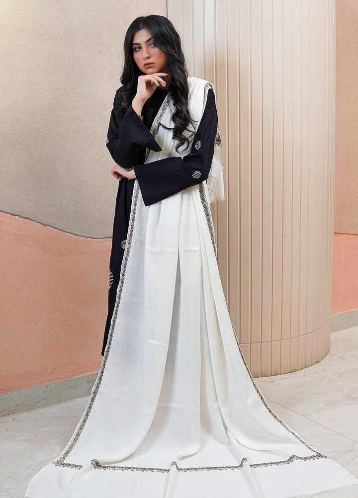 Sanaulla Exclusive Range  Pashmina  Shawls Zarri Hashey A Sp C AD KPS-31 White - Pashmina Shawls