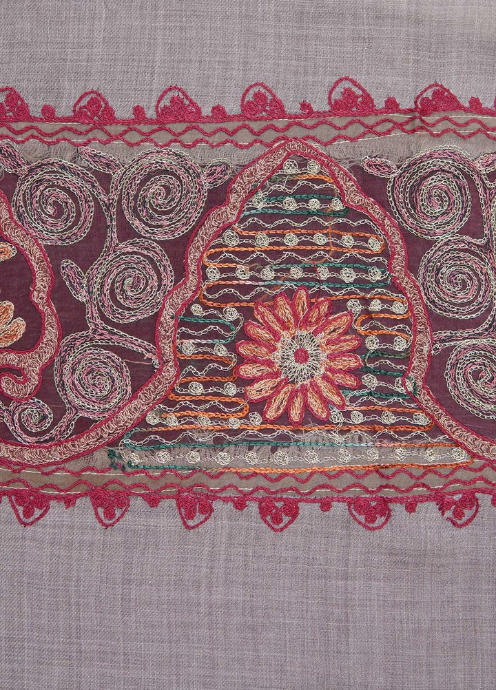 Sanaulla Exclusive Range  Pashmina  Shawls AKP-12 Grey - Pashmina Shawls