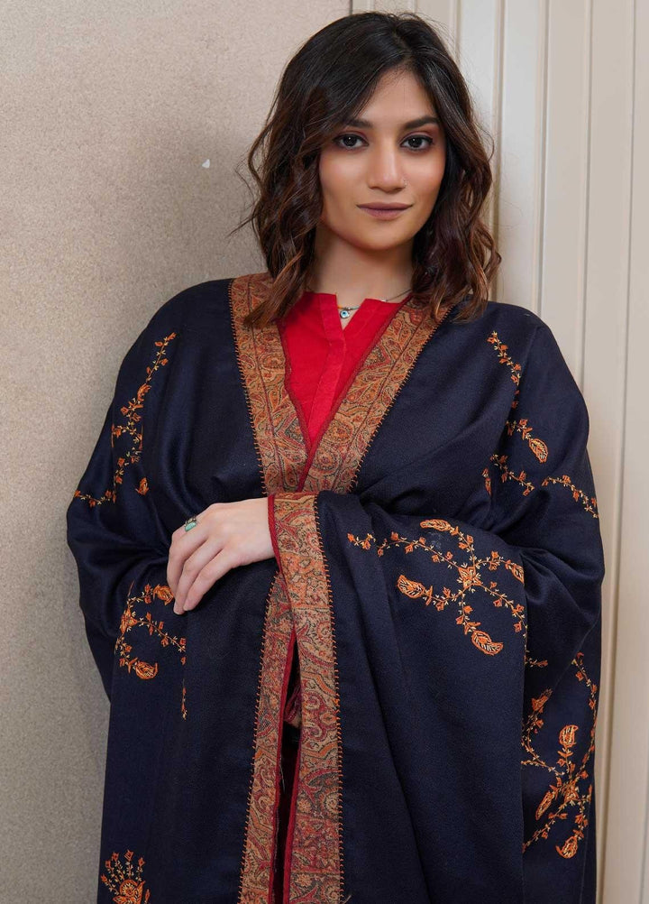 Sanaulla Exclusive Range  Pashmina  Shawls AKP-17 Blue - Pashmina Shawls