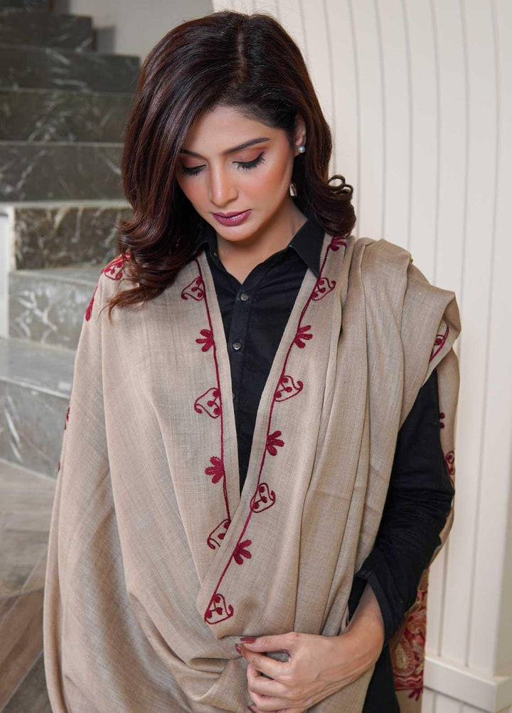 Sanaulla Exclusive Range  Pashmina  Shawls AKP-12 Beige 02 - Pashmina Shawls