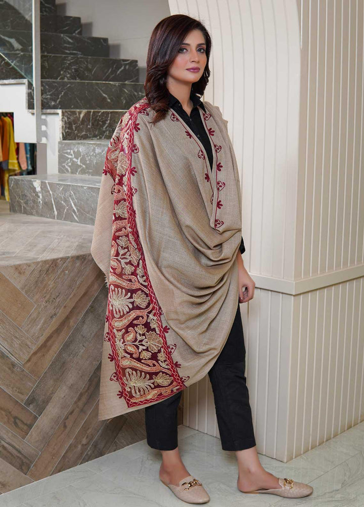 Sanaulla Exclusive Range  Pashmina  Shawls AKP-12 Beige 02 - Pashmina Shawls