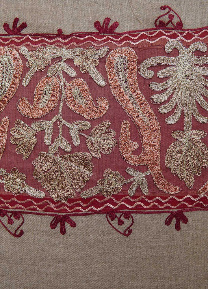 Sanaulla Exclusive Range  Pashmina  Shawls AKP-12 Beige 02 - Pashmina Shawls