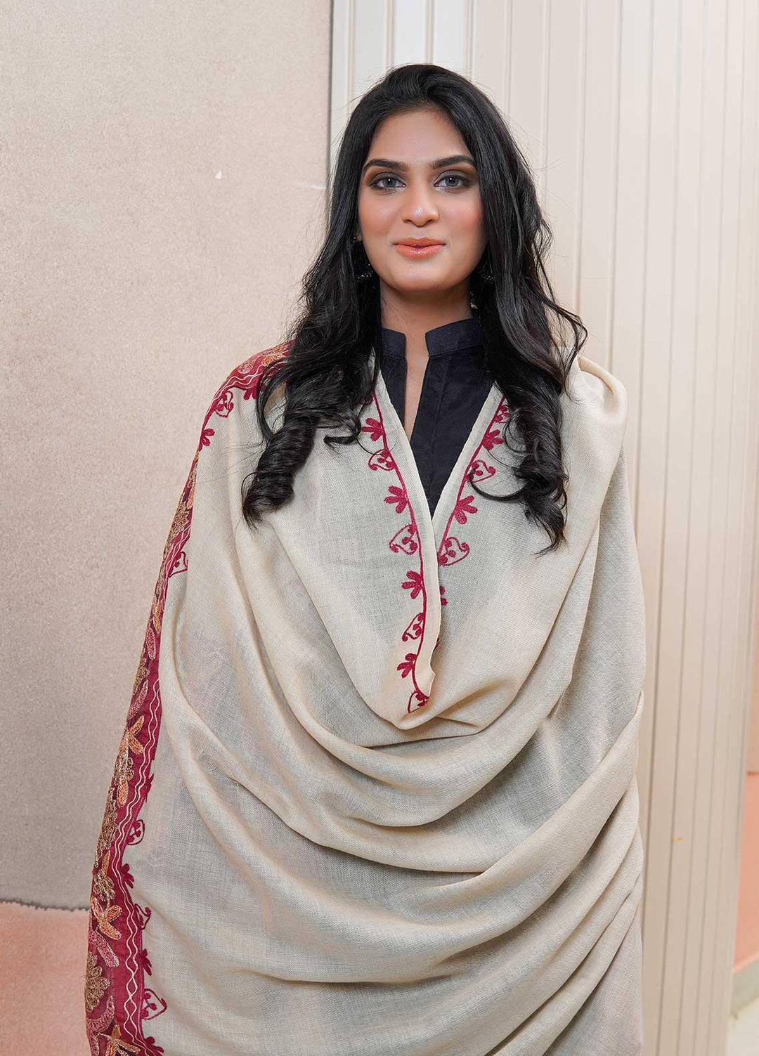 Sanaulla Exclusive Range  Pashmina  Shawls AKP-12 Fawn 04 - Pashmina Shawls