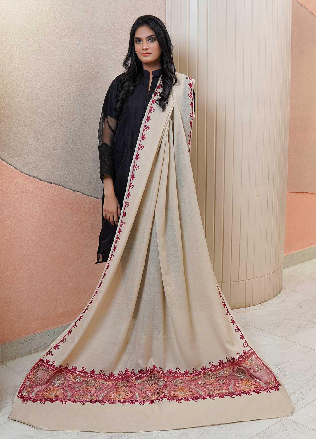 Sanaulla Exclusive Range  Pashmina  Shawls AKP-12 Fawn 04 - Pashmina Shawls