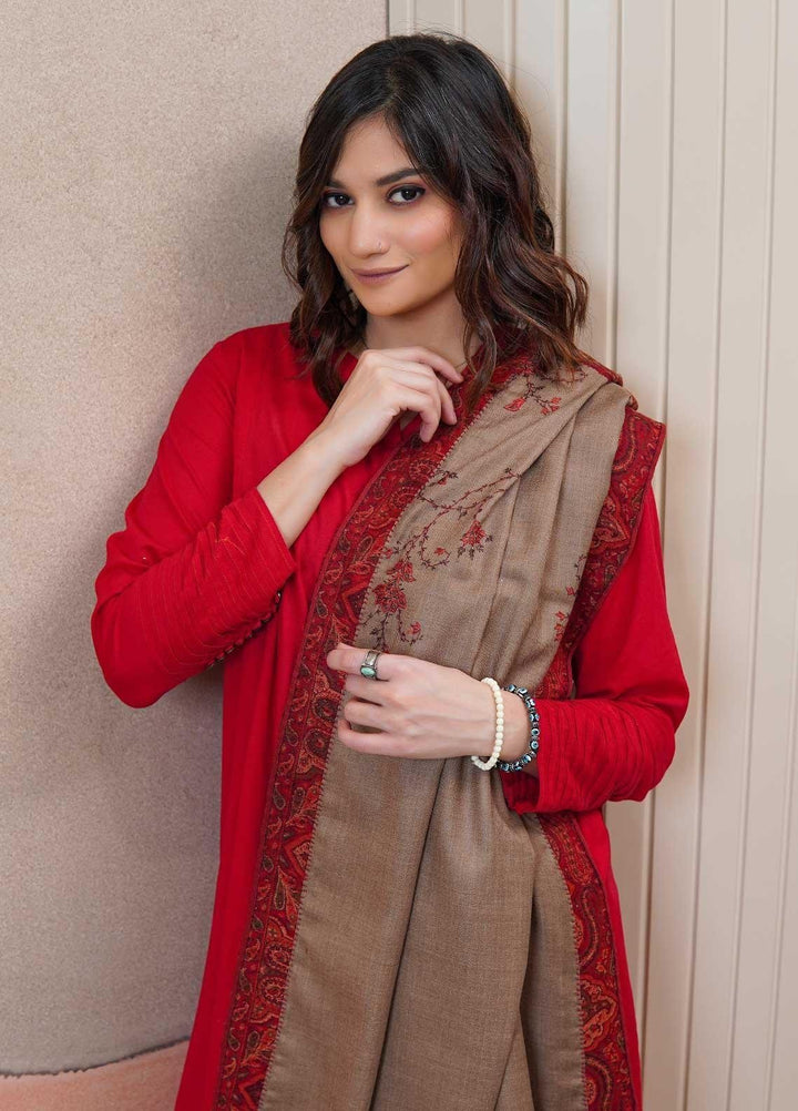 Sanaulla Exclusive Range  Pashmina  Shawls AKP-17 Brown - Pashmina Shawls