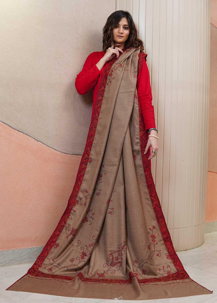 Sanaulla Exclusive Range  Pashmina  Shawls AKP-17 Brown - Pashmina Shawls