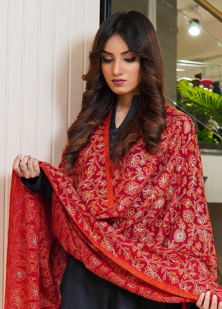 Sanaulla Exclusive Range  Pashmina  Shawls MAMA-06 Red - Pashmina Shawls