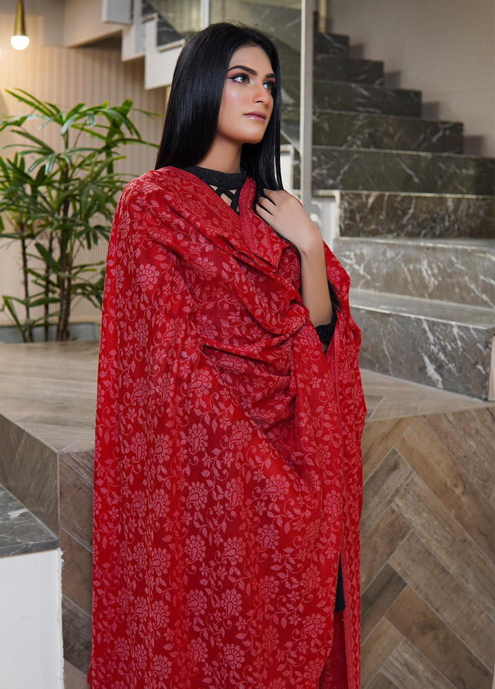 Sanaulla Exclusive Range  Pashmina  Shawls MAMA-35 Red-2 - Pashmina Shawls