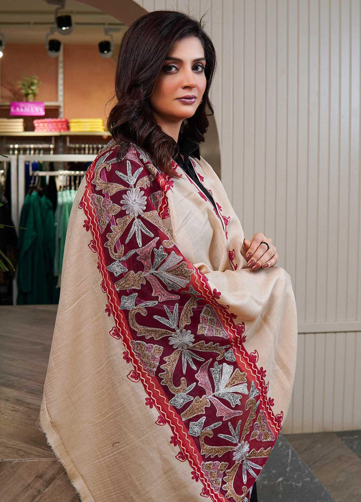 Sanaulla Exclusive Range  Pashmina  Shawls AKP-12 Fawn 09 - Pashmina Shawls