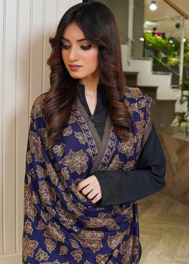 Sanaulla Exclusive Range  Pashmina  Shawls MAMA-06 Blue-2 - Pashmina Shawls