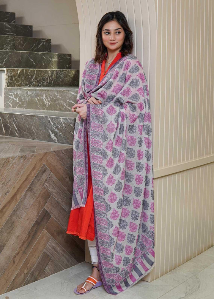 Sanaulla Exclusive Range  Pashmina  Shawls MAMA-12 Pink-1 - Pashmina Shawls