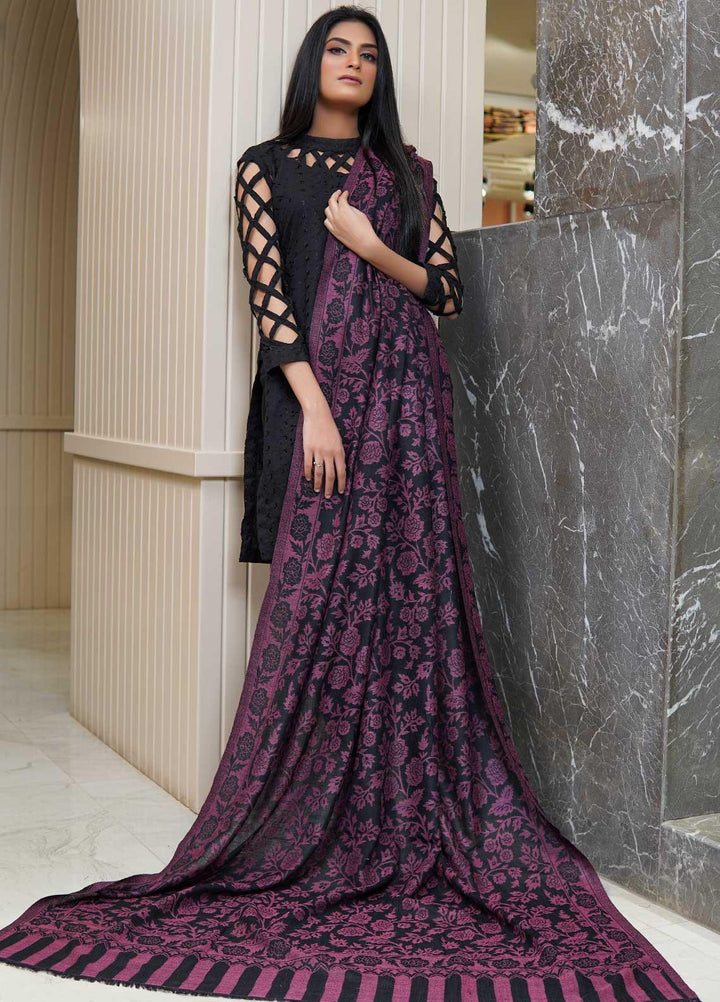 Sanaulla Exclusive Range  Pashmina  Shawls MAMA-35 Purple-1 - Pashmina Shawls