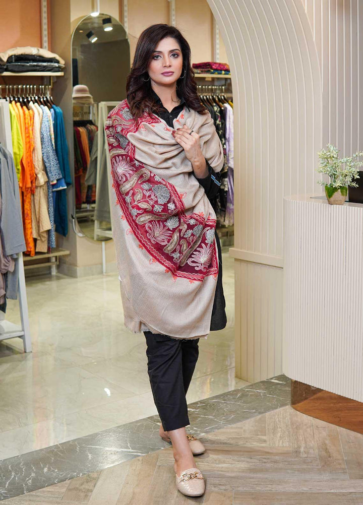 Sanaulla Exclusive Range  Pashmina  Shawls AKP-12 Fawn 06 - Pashmina Shawls