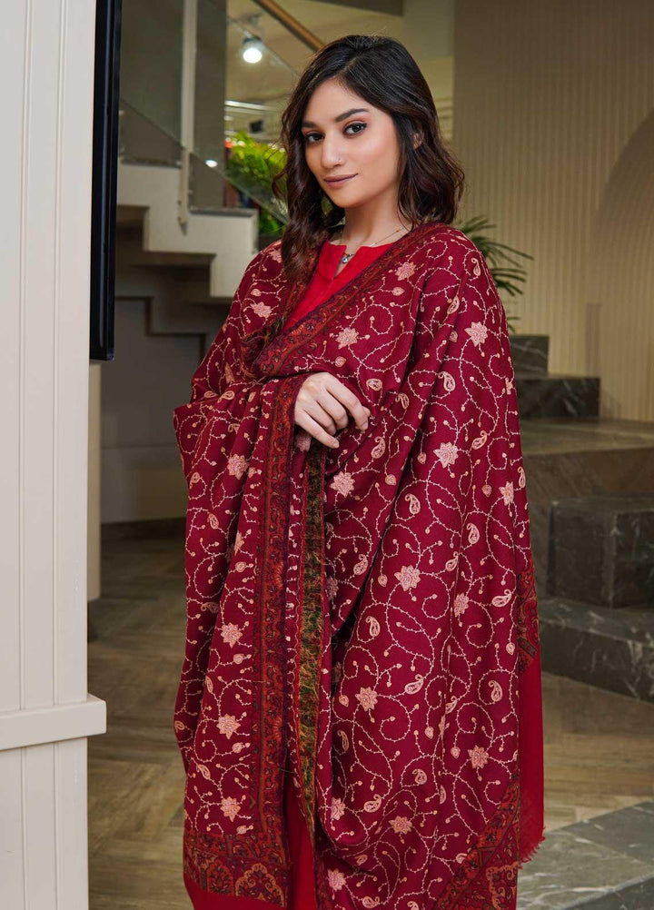 Sanaulla Exclusive Range  Pashmina  Shawls AKP-17 Red 03 - Pashmina Shawls
