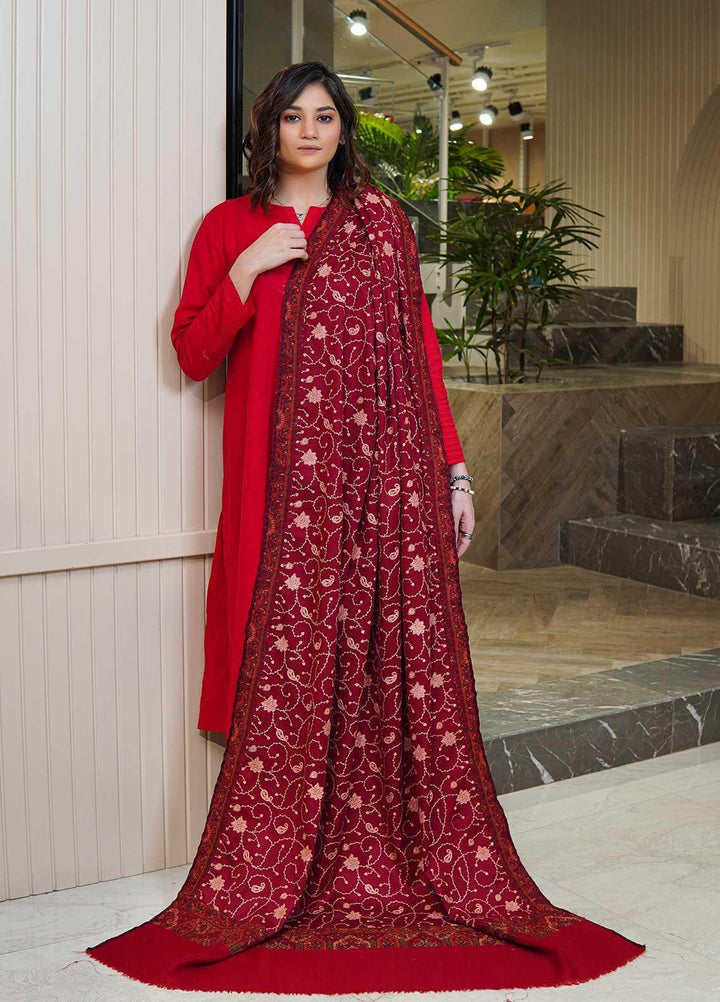Sanaulla Exclusive Range  Pashmina  Shawls AKP-17 Red 03 - Pashmina Shawls