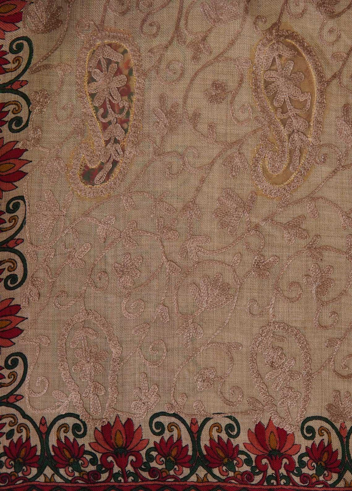 Sanaulla Exclusive Range  Pashmina  Shawls AKP-09 Fawn 01 - Pashmina Shawls