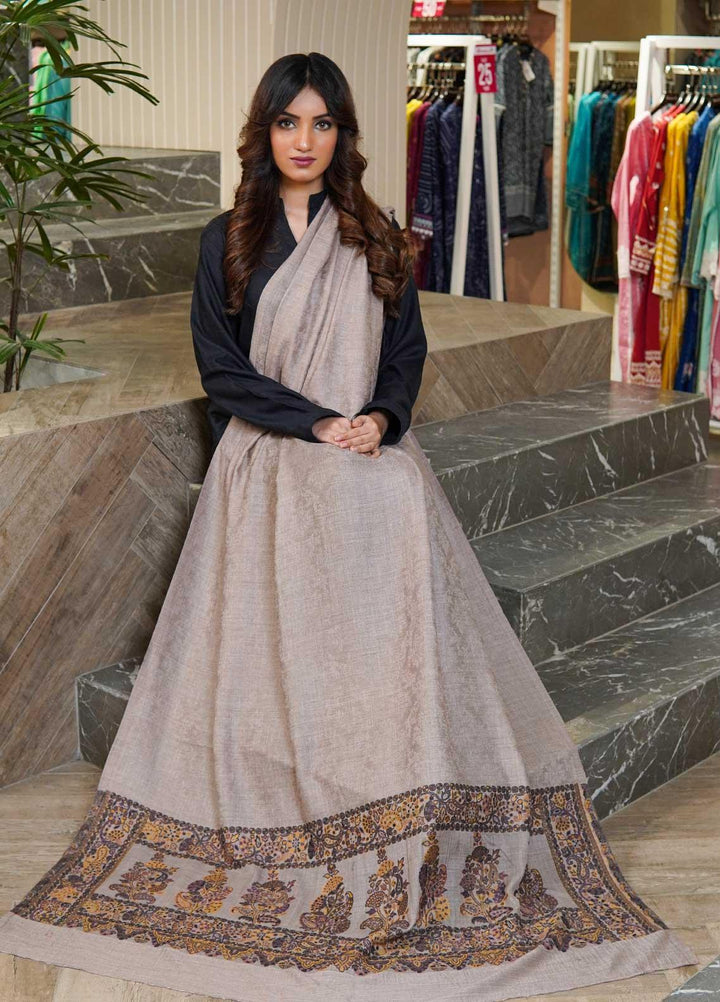 Sanaulla Exclusive Range  Pashmina  Shawls MAMA-09 Beige-3 - Pashmina Shawls
