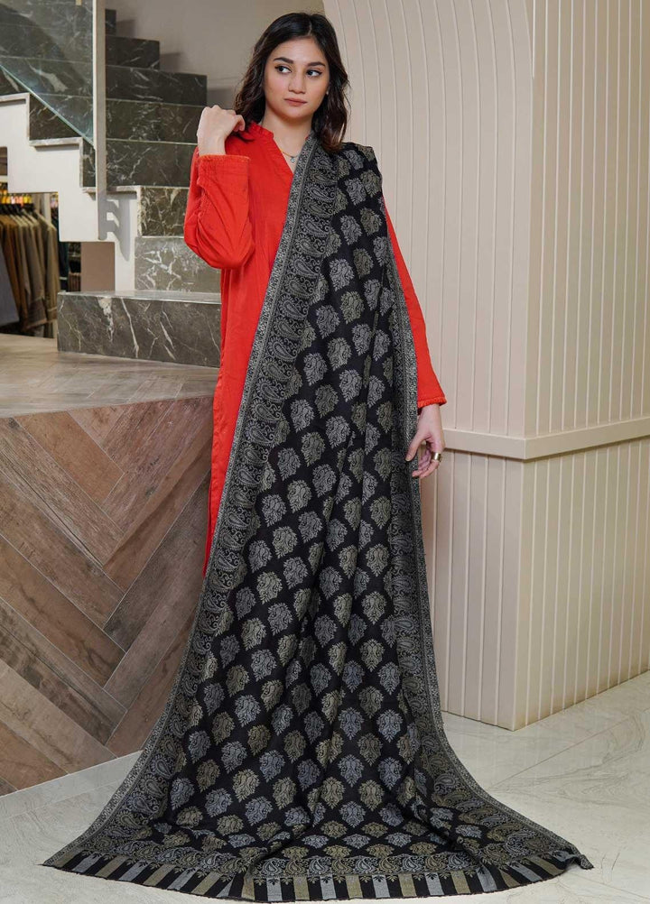 Sanaulla Exclusive Range  Pashmina  Shawls MAMA-12 Black-1 - Pashmina Shawls