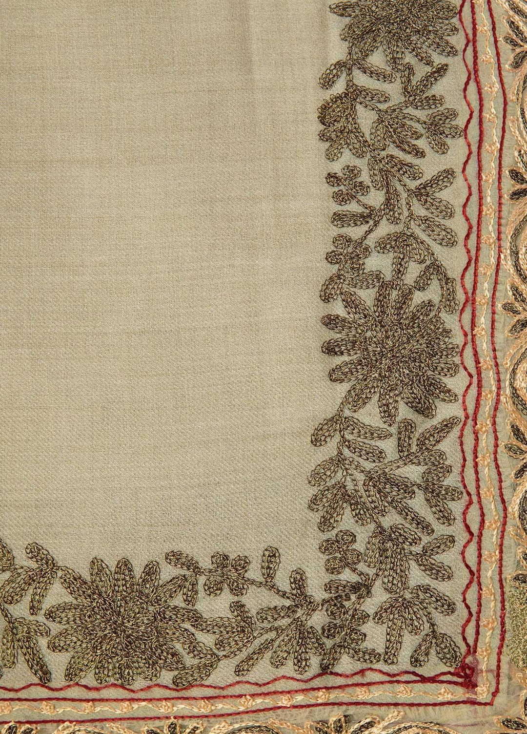 Sanaulla Exclusive Range  Pashmina  Shawls Naliki Tissue Boder KPS-01 Fawn - Pashmina Shawls