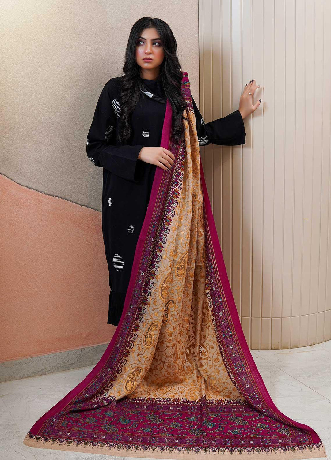 Sanaulla Exclusive Range  Pashmina  Shawls AKP-09 Fawn 04 - Pashmina Shawls