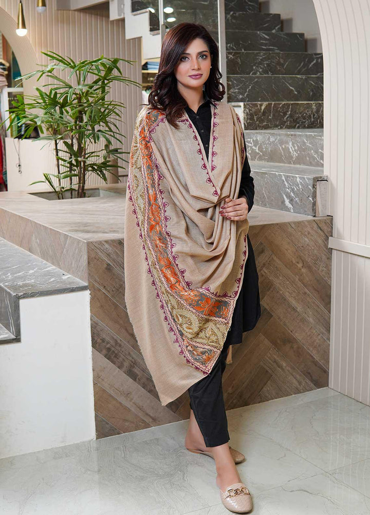 Sanaulla Exclusive Range  Pashmina  Shawls AKP-12 Beige 03 - Pashmina Shawls