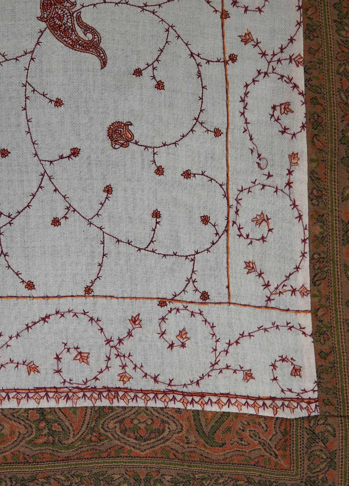 Sanaulla Exclusive Range  Pashmina  Shawls AKP-17 White - Pashmina Shawls