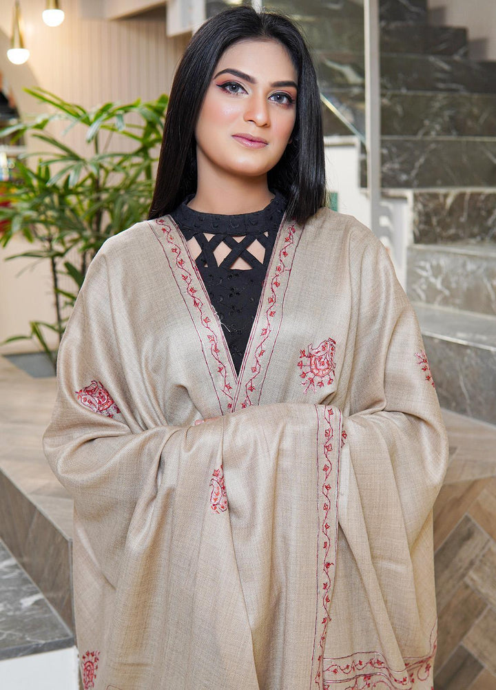 Sanaulla Exclusive Range  Pashmina  Shawls MAMA-30 Fawn-3 - Pashmina Shawls