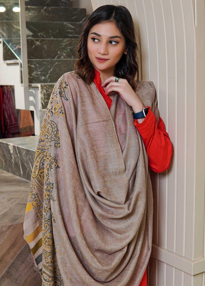 Sanaulla Exclusive Range  Pashmina  Shawls MAMA-09 Beige-4 - Pashmina Shawls